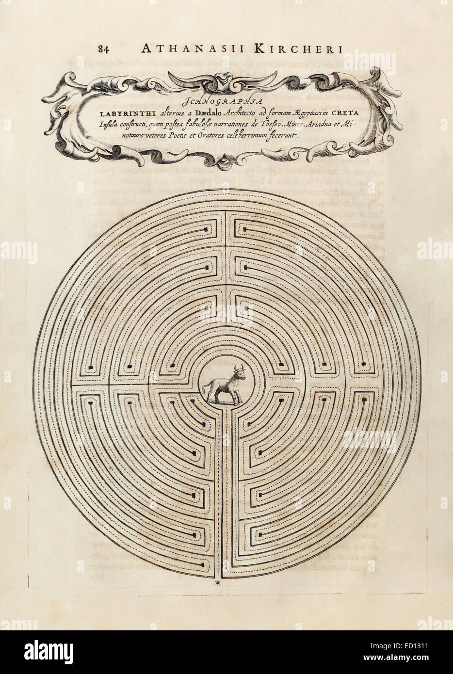 Le labyrinthe du Minotaure conçu par l'architecte dédale pour le roi Minos de Crète. Voir la description pour plus d'informations. Banque D'Images