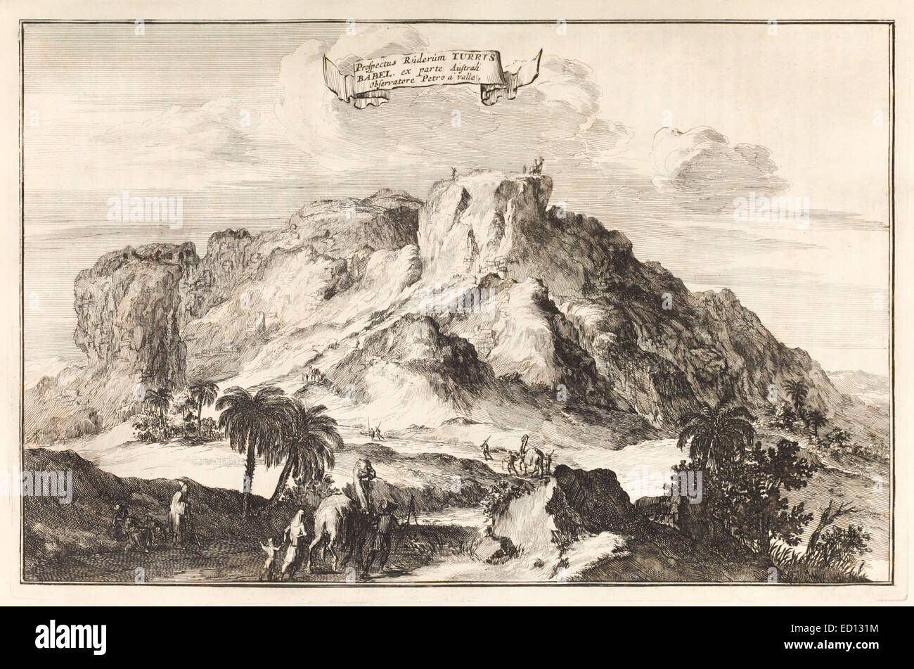 17ème siècle illustration des ruines de la Tour de Babel. Voir la description pour plus d'informations. Banque D'Images