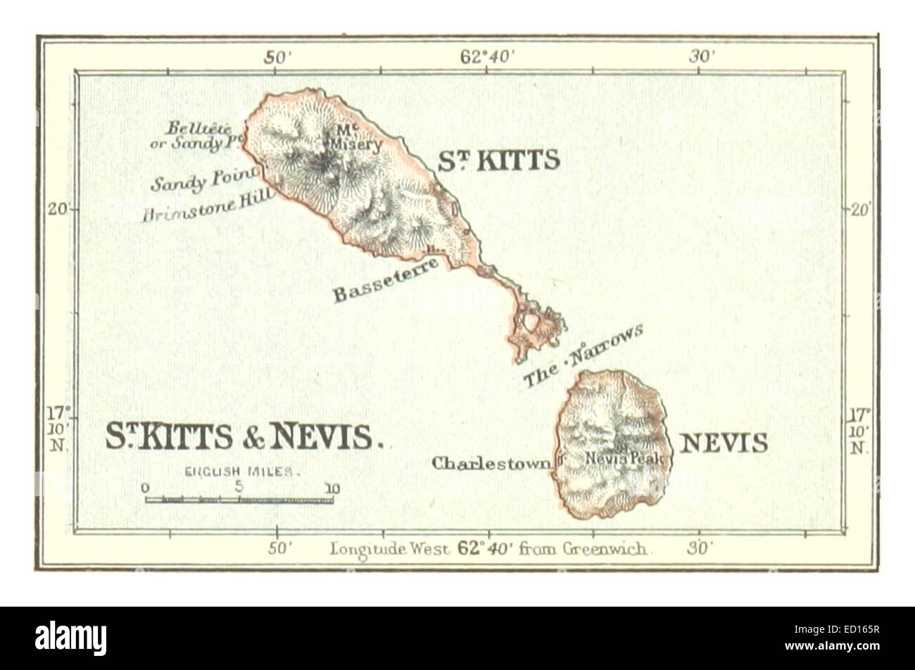 Site de Saint Kitts et Nevis (1888) Banque D'Images