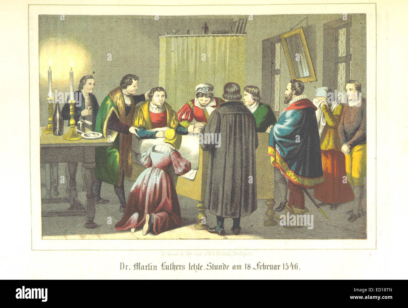 Page 127 de *Dr La dernière heure de Martin Luther, le 18 février 1546*, illustre un moment historique important dans la vie du chef de la réforme protestante, décrivant ses derniers moments et réfléchissant à son impact profond sur la religion. Banque D'Images
