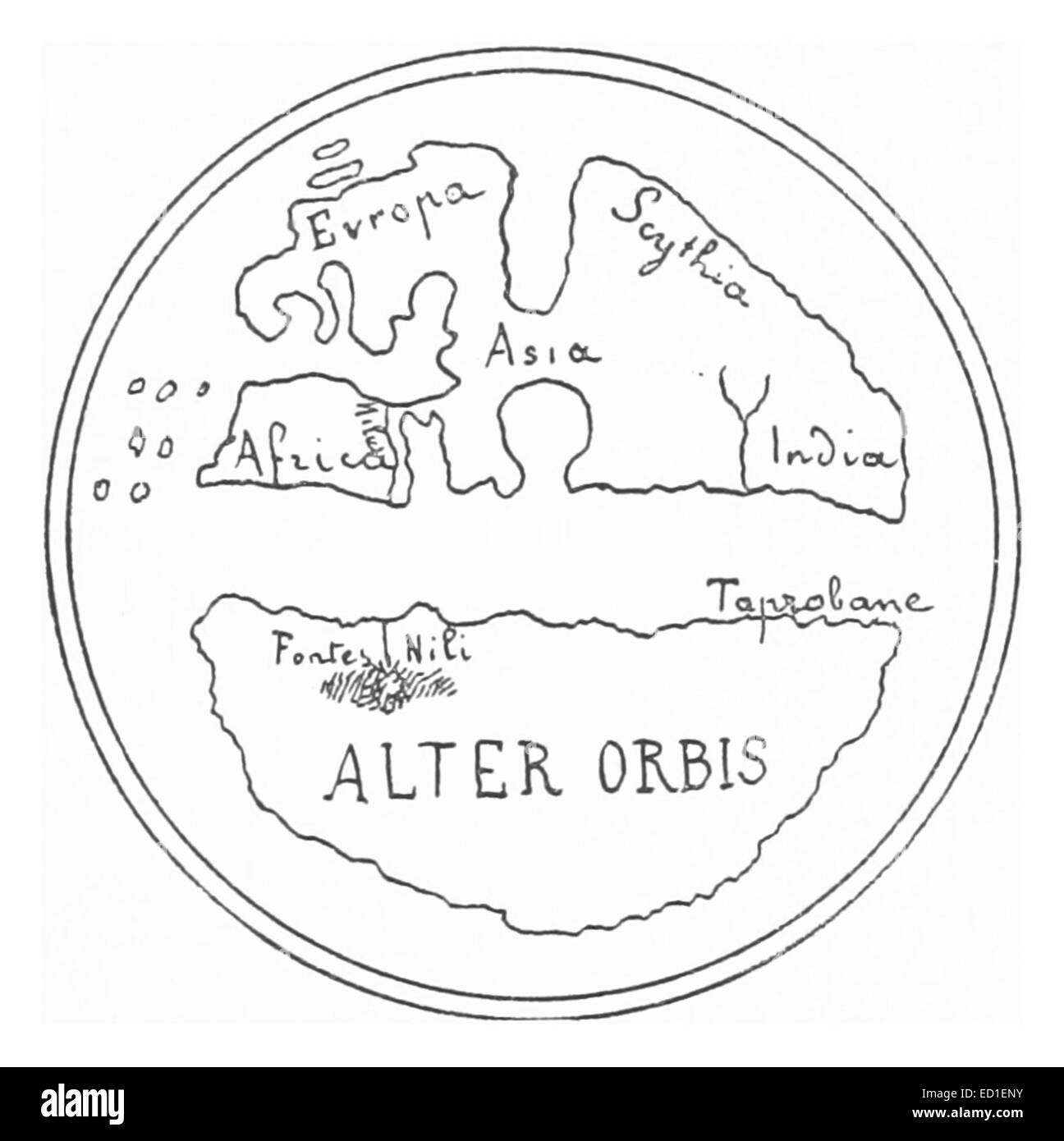 Cette figure de l'œuvre de Rainaud de 1893 illustre l'« Antichlhone de Mela restituée », une représentation reconstruite du site antique, avec un accent détaillé sur les éléments historiques et les techniques de restauration. Banque D'Images