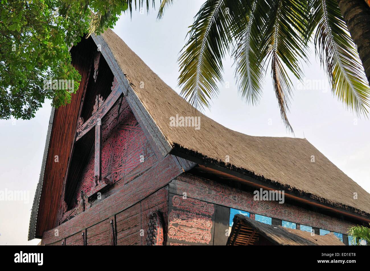 Maison traditionnelle de Célèbes, Sulawesi, Indonésie Banque D'Images