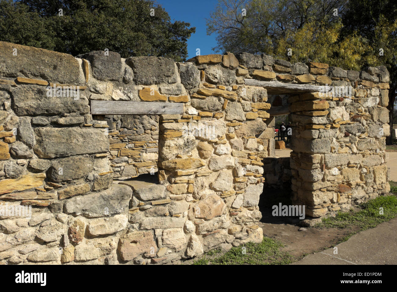 Logements des autochtones à la mission de San Juan Capistrano, San Antonio, Texas, USA Banque D'Images