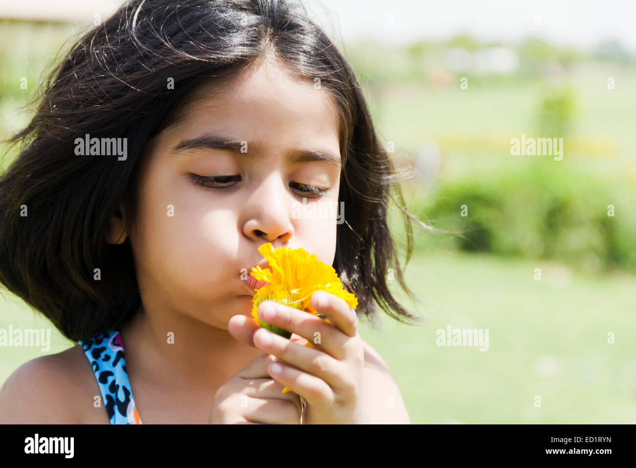 1 indiens Beautifu fille enfant park Banque D'Images