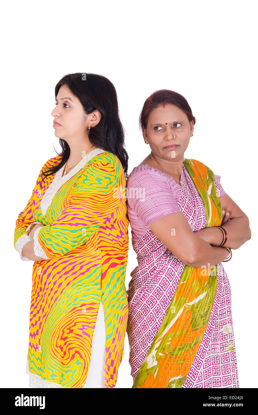 2 mère indienne et sa fille profiter Banque D'Images