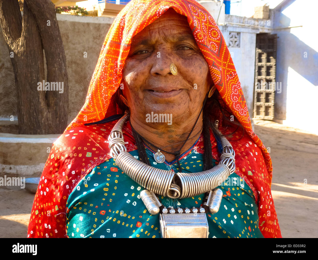 Portrait de femme en bhuji Gujarat Inde Banque D'Images