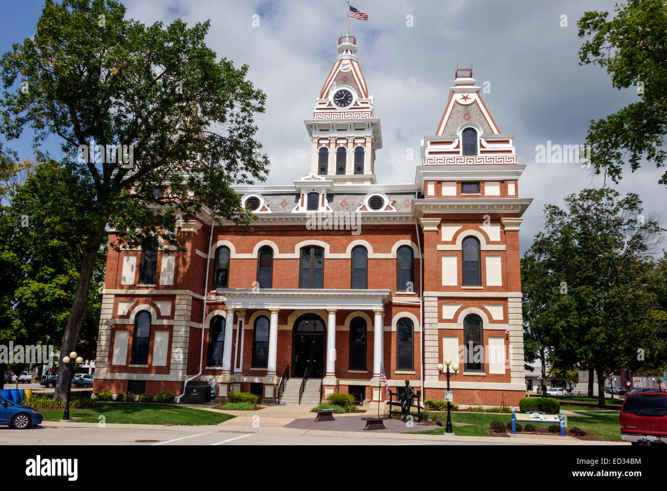 Illinois Pontiac, Livingston County Courthouse, devant, entrée, style architectural second Empire, IL140905032 Banque D'Images