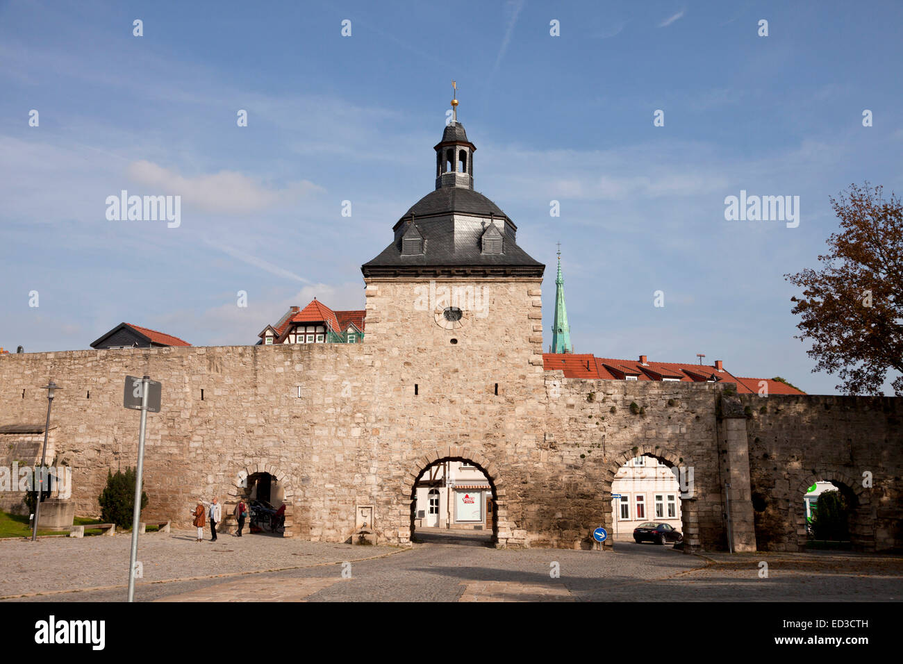 Mur de la ville avec la porte intérieure porte Frauentor Innerem womans Mühlhausen, Wartburg, Thuringe, Allemagne Banque D'Images
