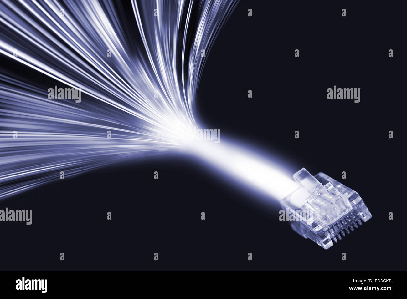Câble LAN et flux de données dans la vitesse de la lumière Banque D'Images