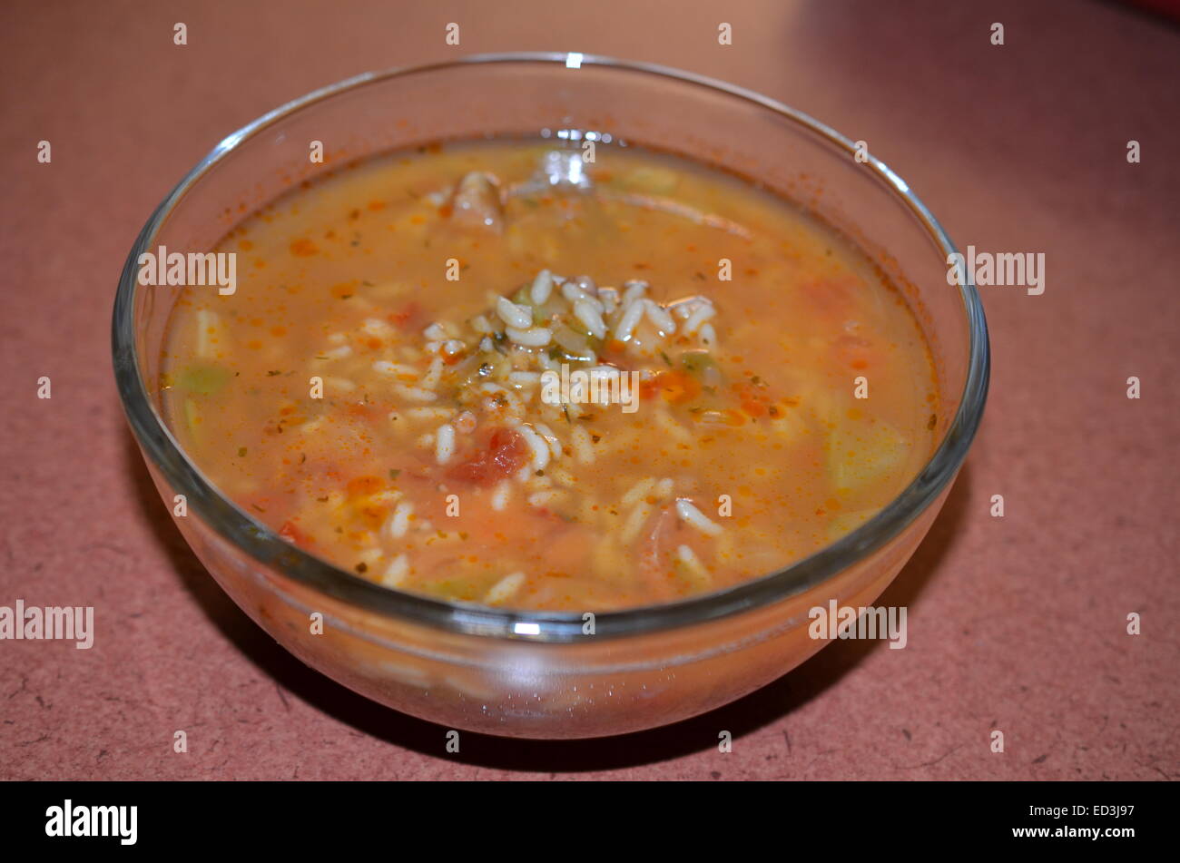 Soupe de riz sur le comptoir Banque D'Images