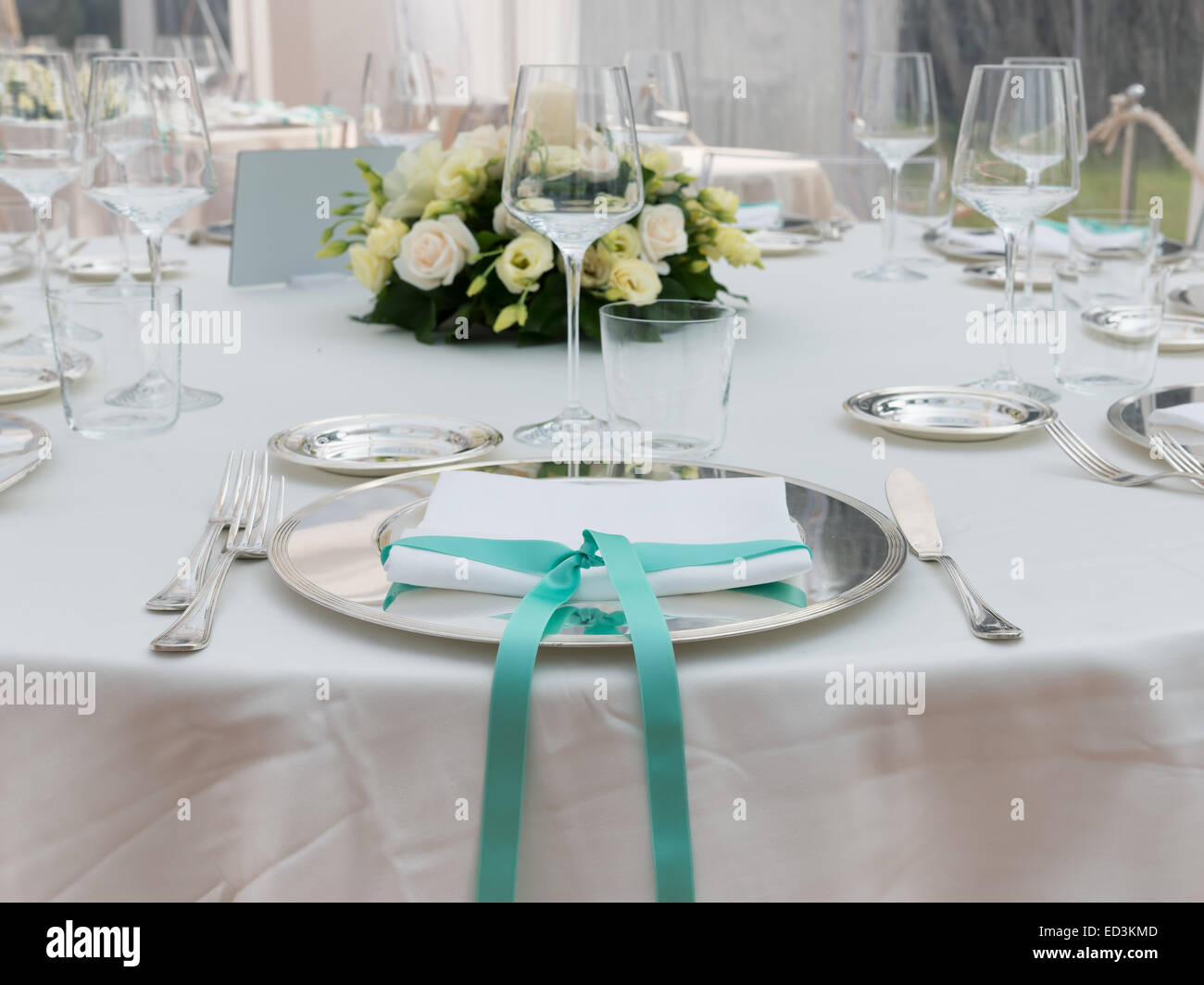 Réglage de la table de mariage Banque D'Images