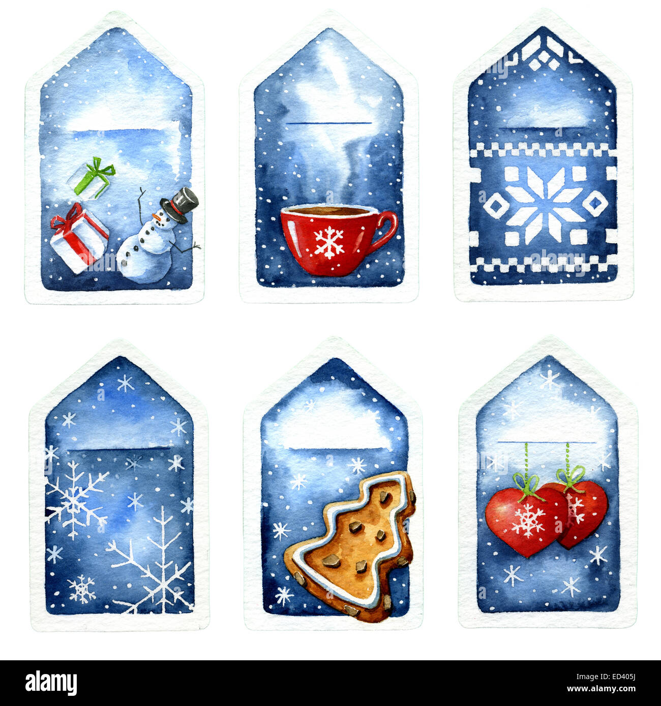 Collection de Noël sur l'aquarelle tags contexte aquarelle Banque D'Images