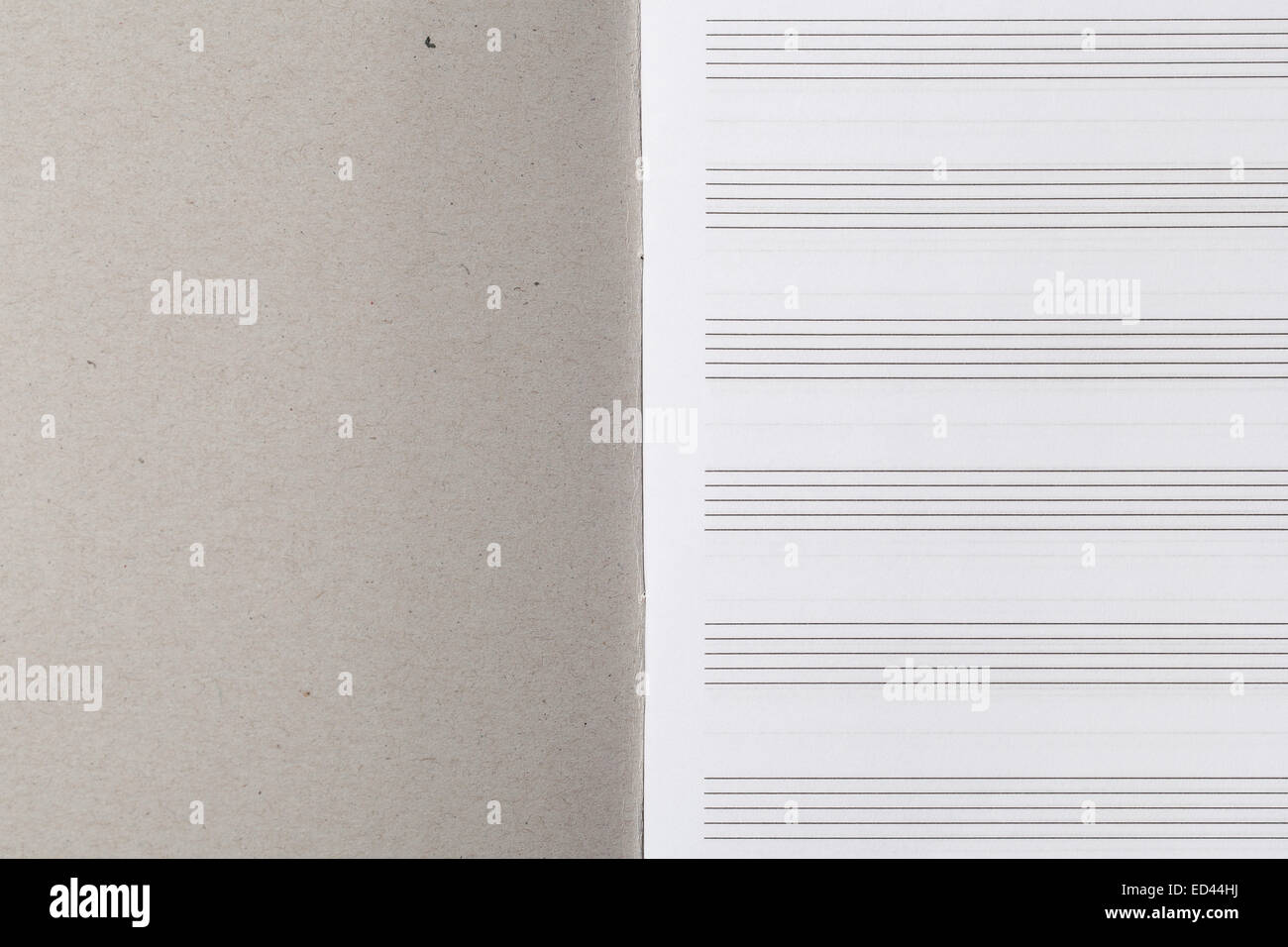 Carnet pour les notes de musique avec des feuilles blanches avec des bâtons Banque D'Images