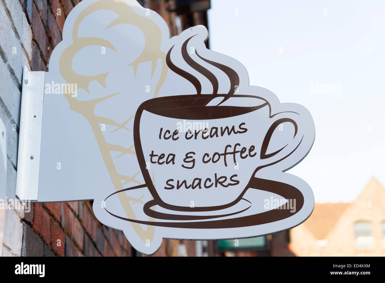 Glaces, thé, café et collations sign Banque D'Images