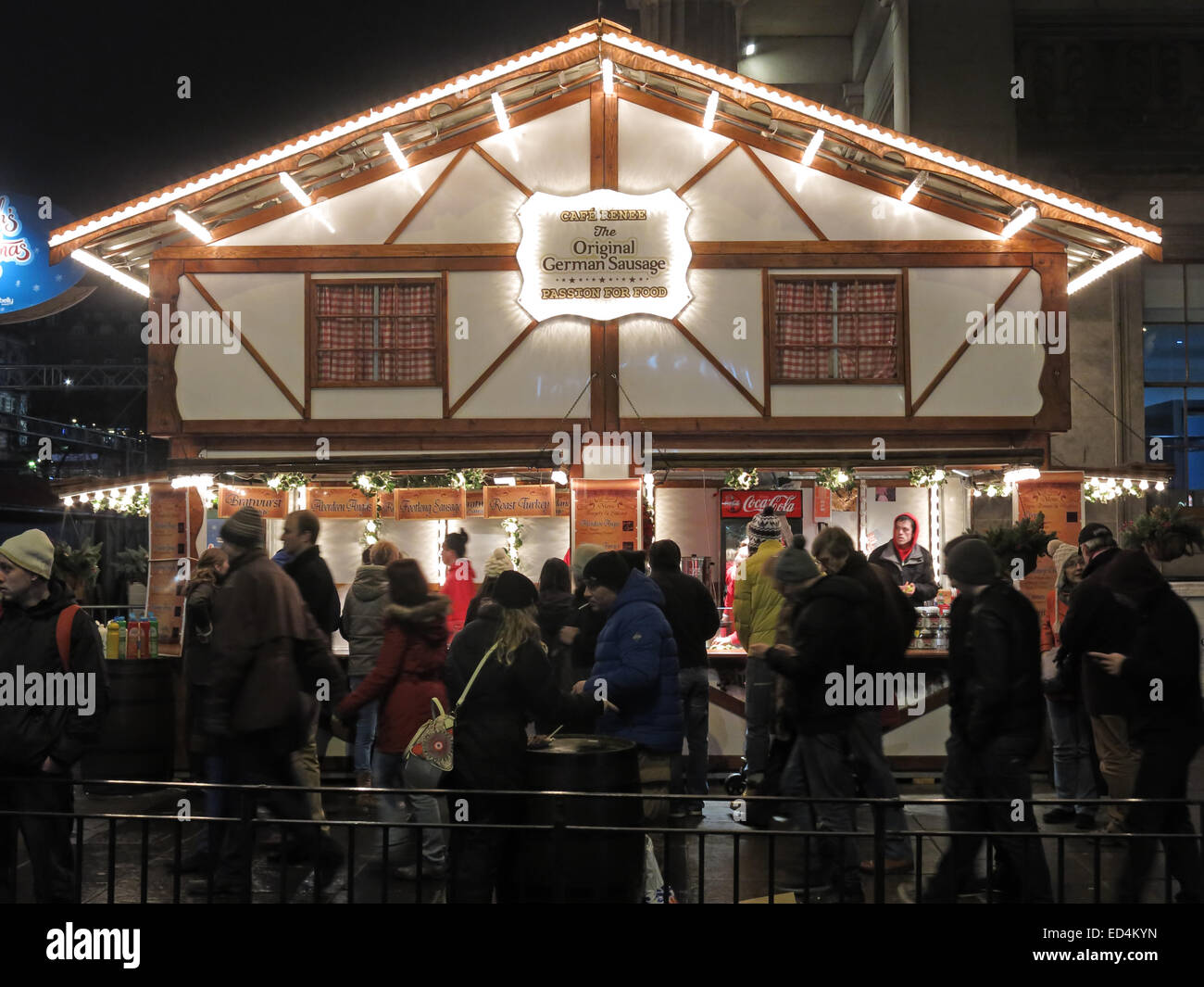 Edimbourg à Xmas, café Renee, German Sausage House, sur les marchés de Noël d'Edinburghs, Princes Street, Écosse, Royaume-Uni, EH2 4AD Banque D'Images