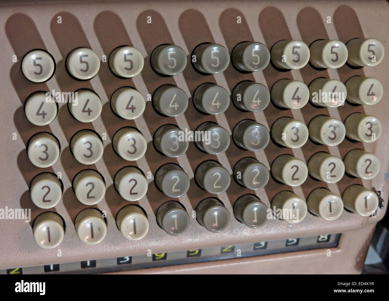 Comptometer - arithmomètre calculatrice mécanique montrant bouton numéroté keys Banque D'Images