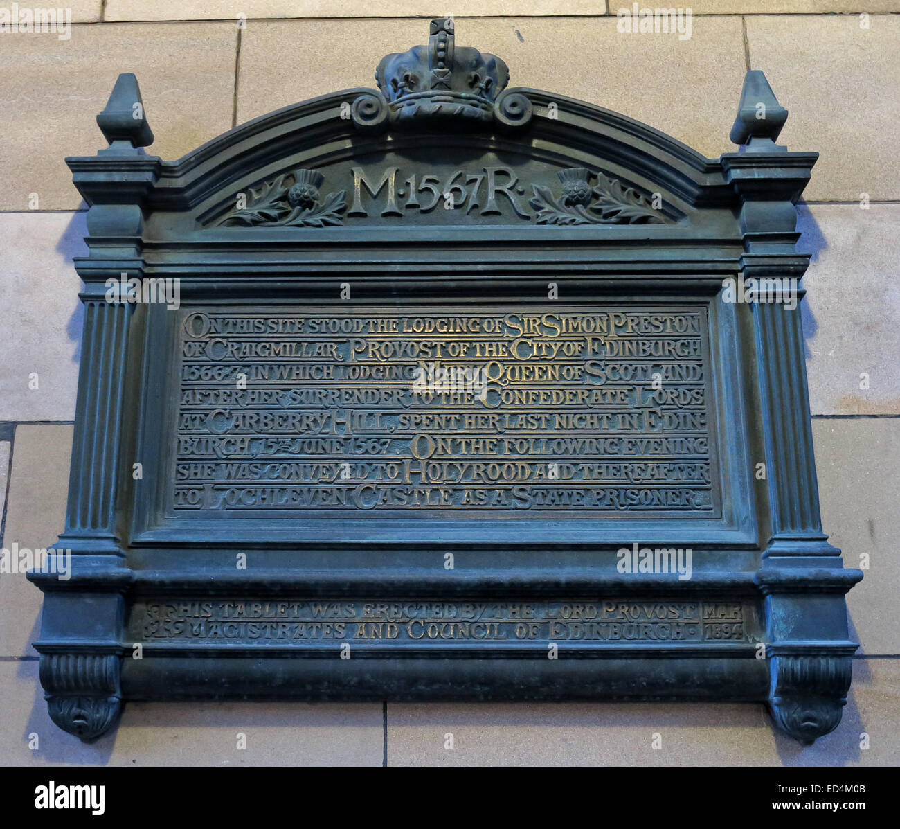 M1567R Plaque pour Marie, Reine d'Écosse Banque D'Images