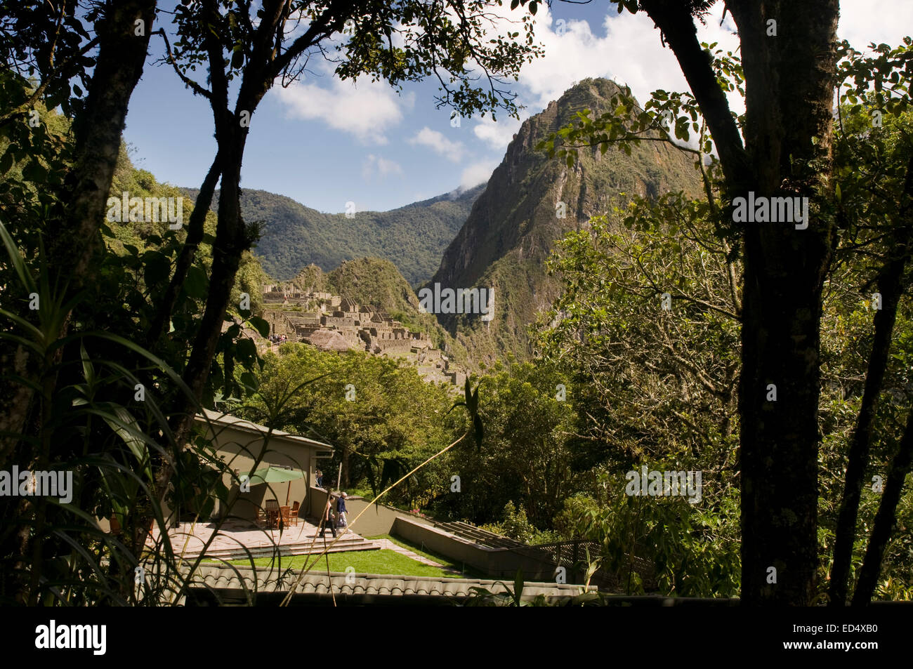 Belmond Sanctuary Lodge - Hôtel au Machu Picchu, au Pérou. Vues de la Citadelle du Machu Picchu de Machu Picchu Sanctuary Lodge Ho Banque D'Images