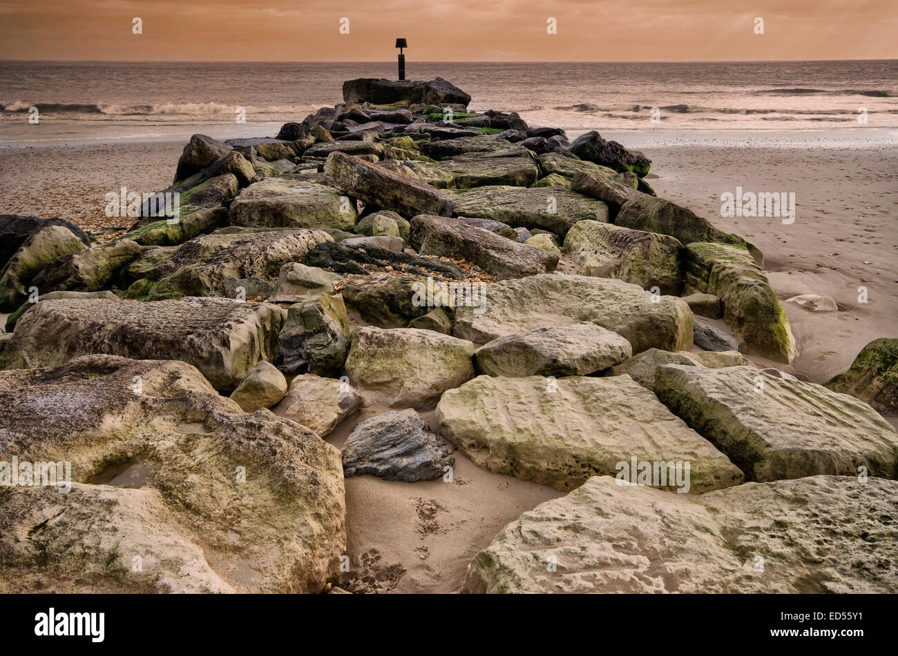 Au cours de la fin de l'après-midi à Hengistbury Head dans le Dorset. Banque D'Images