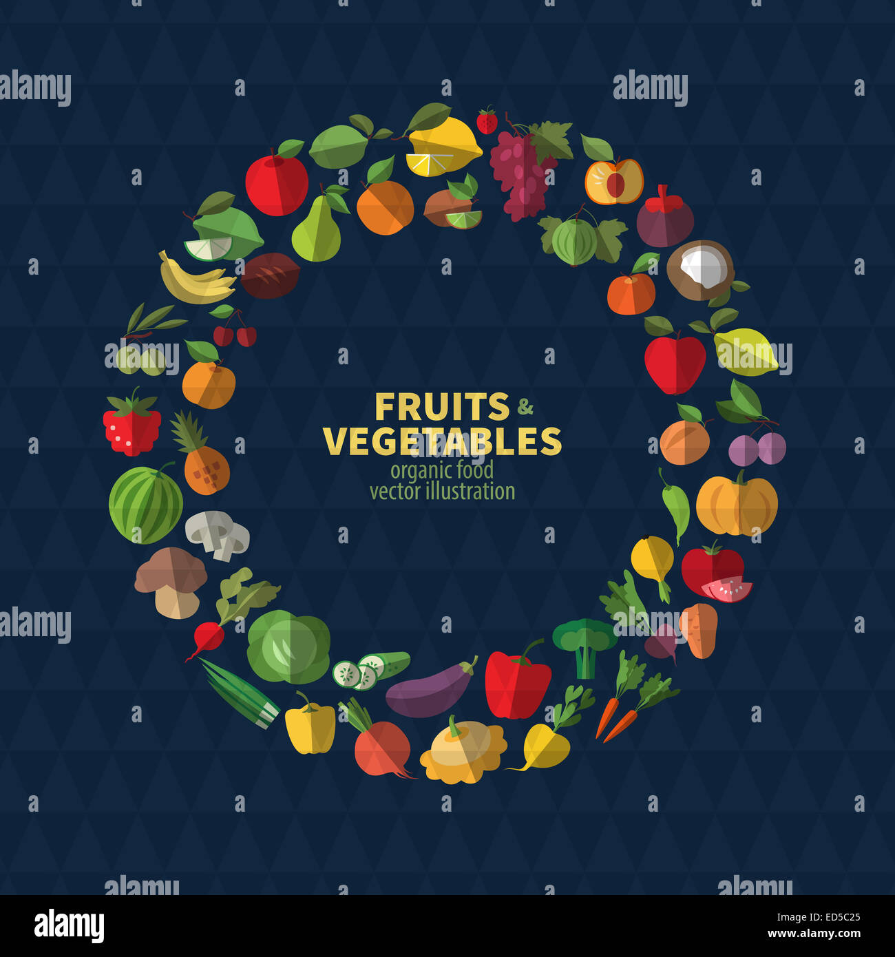 Ensemble d'icônes de fruits et légumes Banque D'Images