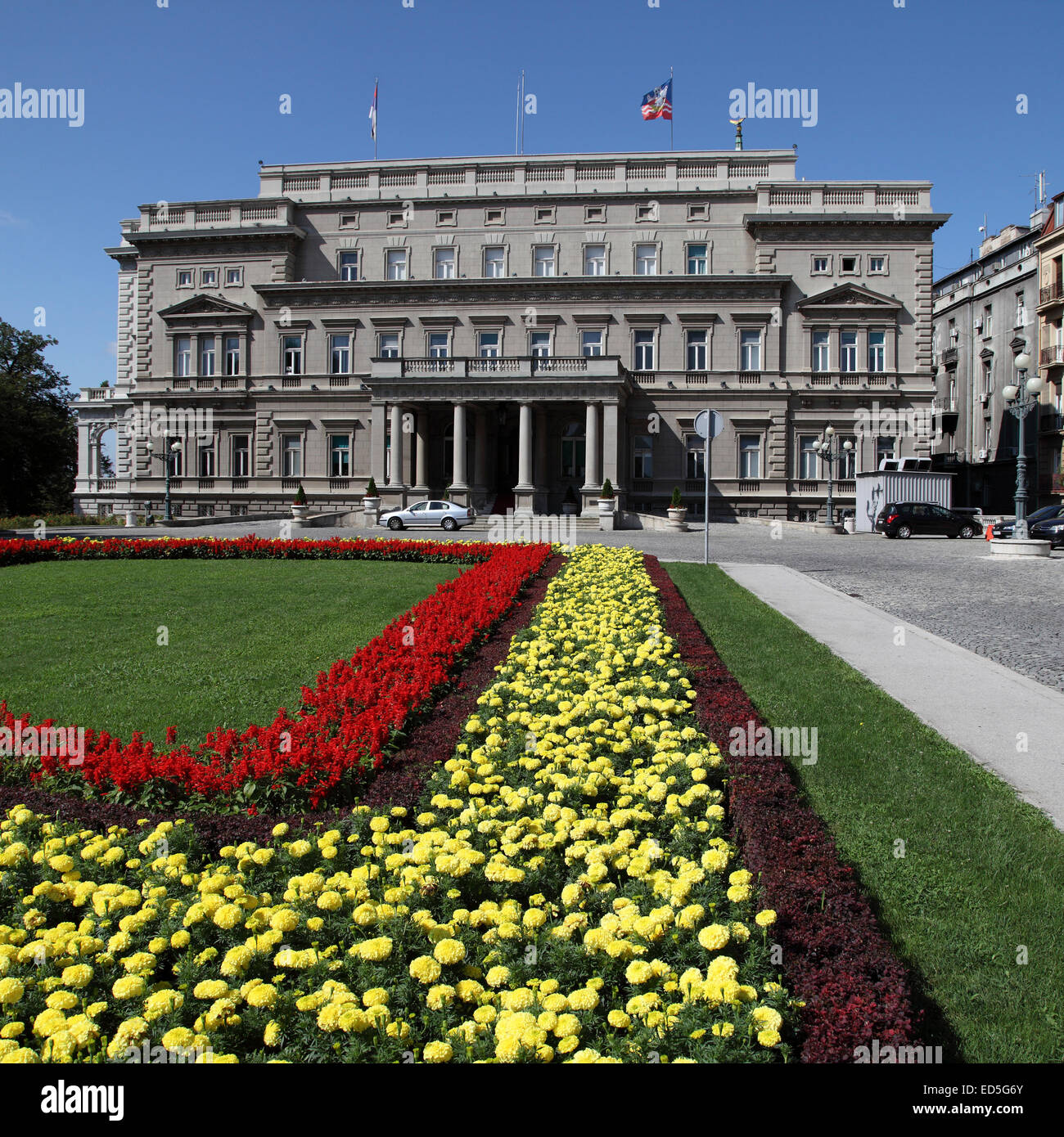 Le Palais Présidentiel serbe à Belgrade, en Serbie. Le nouveau Palais Royal (Novi Dvor) était autrefois une résidence royale. Banque D'Images
