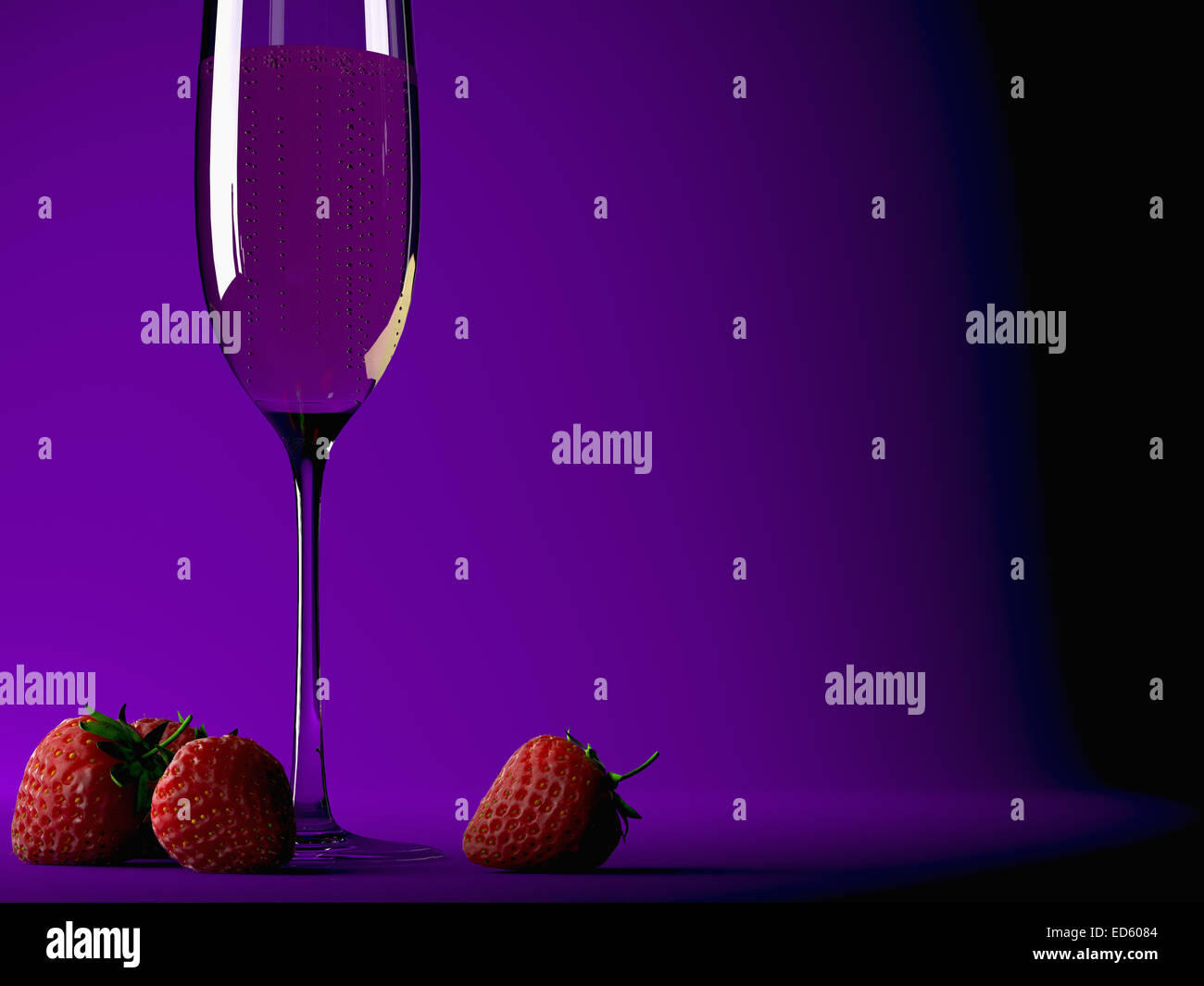 Verre de champagne à la fraise Banque D'Images