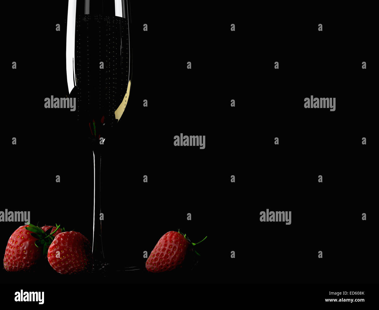 Verre de champagne à la fraise Banque D'Images