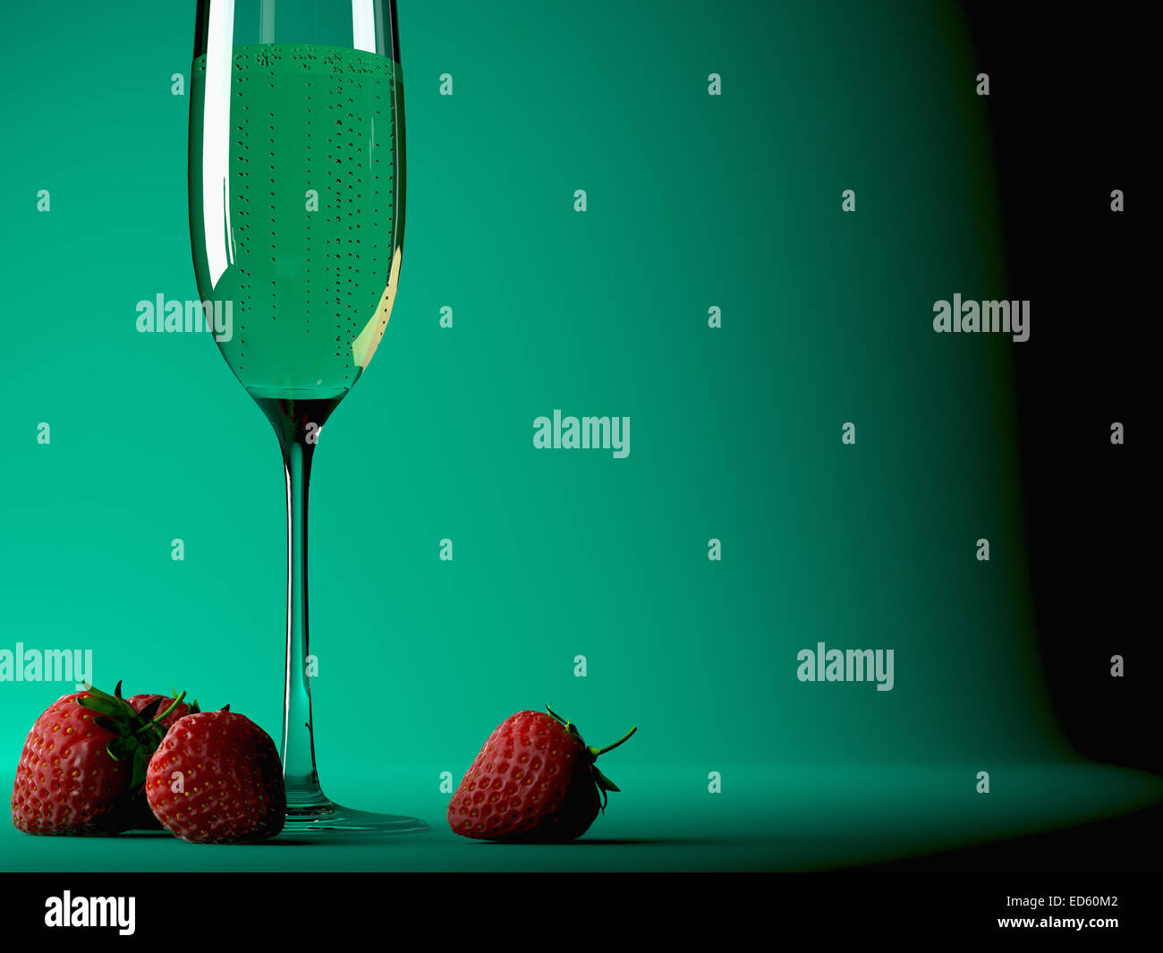 Verre de champagne à la fraise Banque D'Images