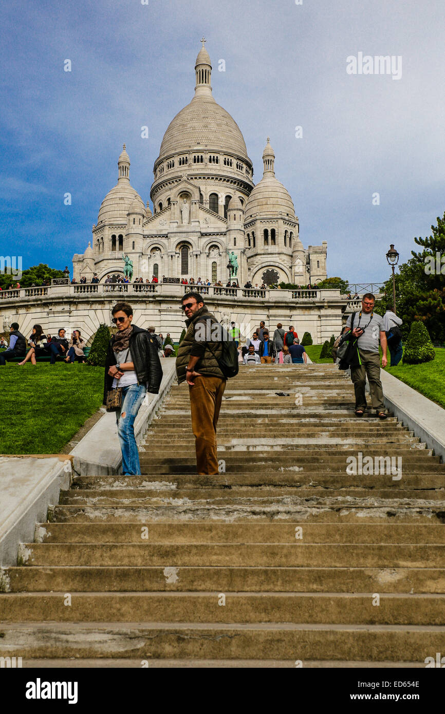 Basilique du Sacré Cœur, célèbre église Paris Monument Banque D'Images