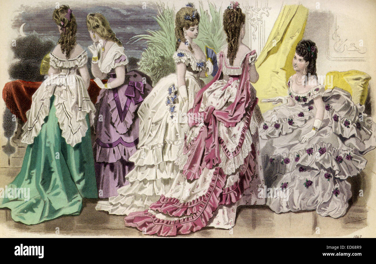 Animation montrant la plaque française de la mode la mode allemande à Leipzig vers 1885 Banque D'Images