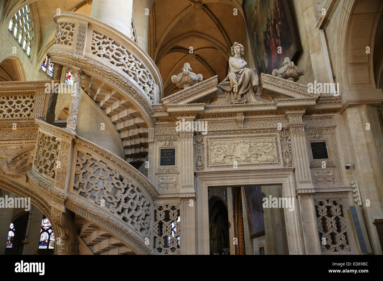 Eglise Saint Etienne Du Mont interior Banque D'Images