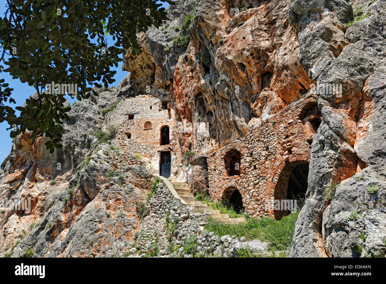 Vrontama monastère en Laconie Péloponnèse, Grèce. Banque D'Images