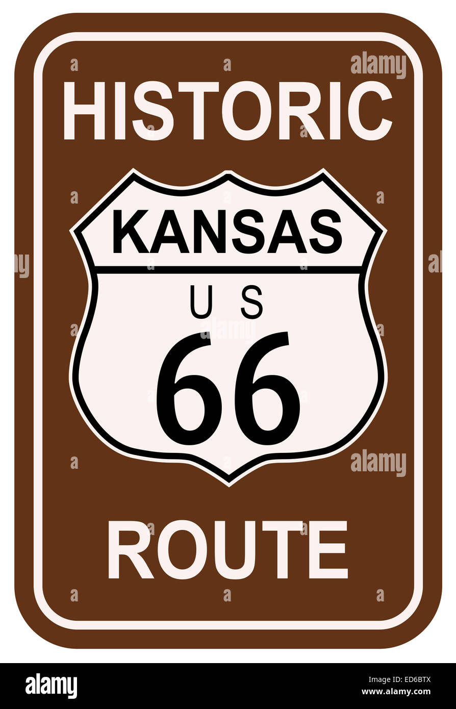 Kansas route historique 66 Panneau de circulation avec la légende historique Route 66 Banque D'Images