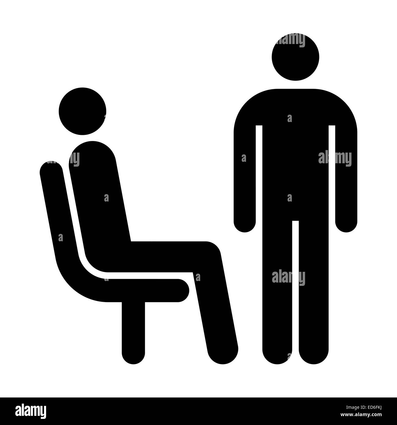 Coin et homme debout. Salle d'attente symbole isolé sur fond blanc Banque D'Images