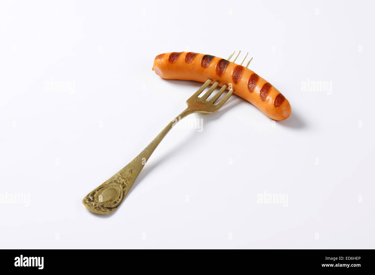 Saucisse de Vienne grillé sur fourche Banque D'Images