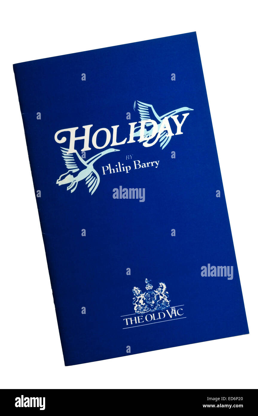 Programme pour la production de 1987 de vacances par Philip Barry à l'Old Vic. Banque D'Images