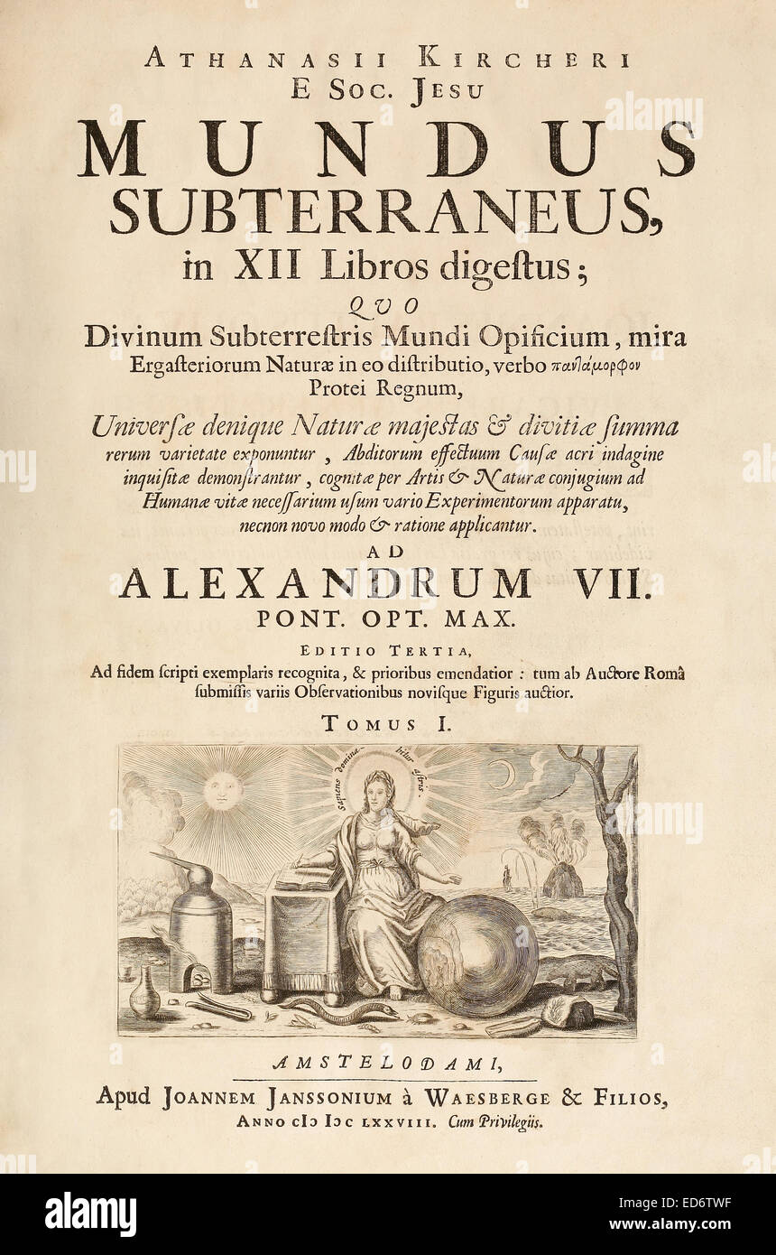 Page de titre de 'Mundus' Micromys minutus par Athanasius Kircher (1602-1680). Voir la description pour plus d'informations. Banque D'Images