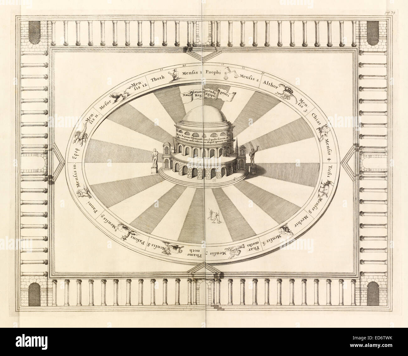 17ème siècle illustration du mausolée de Mendes. Voir la description pour plus d'informations. Banque D'Images