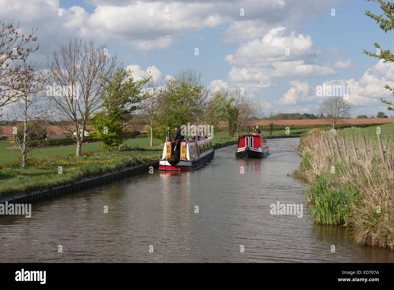 Royaume-uni, Pays de Galles, Llangollen Canal, bateaux étroits Banque D'Images