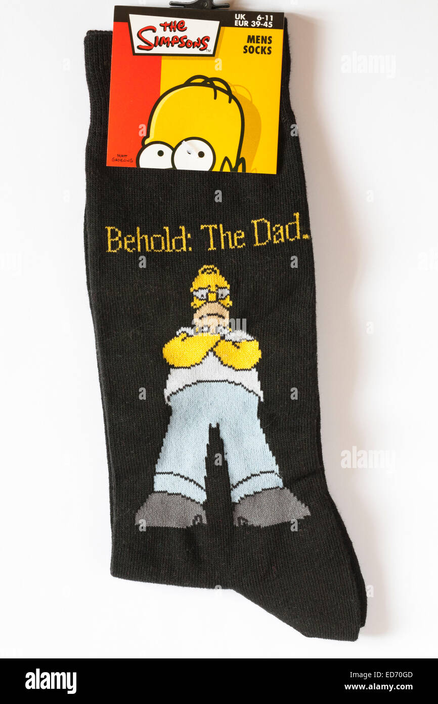 Les Simpsons Voici l'ensemble des chaussettes pour hommes papa sur fond blanc - nouveauté chaussettes pour cadeau de Noël Banque D'Images
