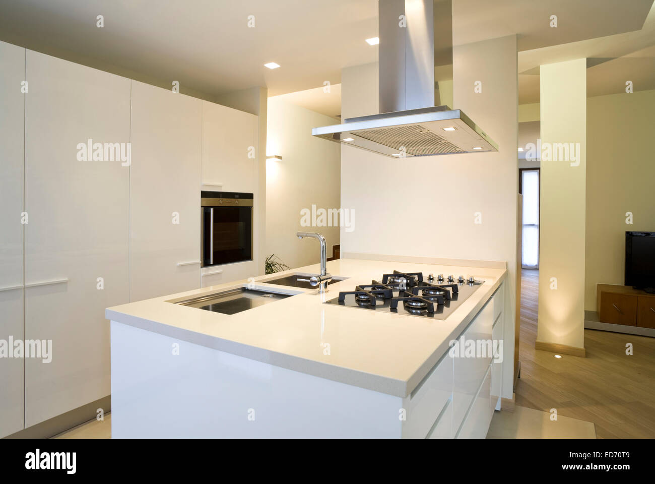 Nouveau appartement de design d'intérieur, cuisine Banque D'Images