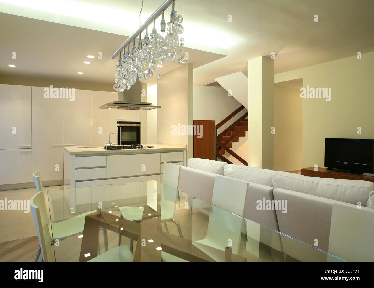 Nouveau appartement de design d'intérieur, salle de séjour Banque D'Images