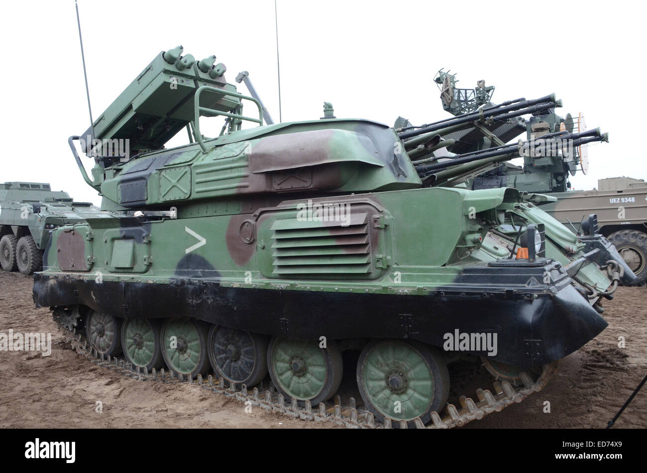 Le ZSU-23-4 Shilka des forces armées polonaises est un blindé léger, autopropulsés système de défense anti-aérienne (SPAD). Banque D'Images