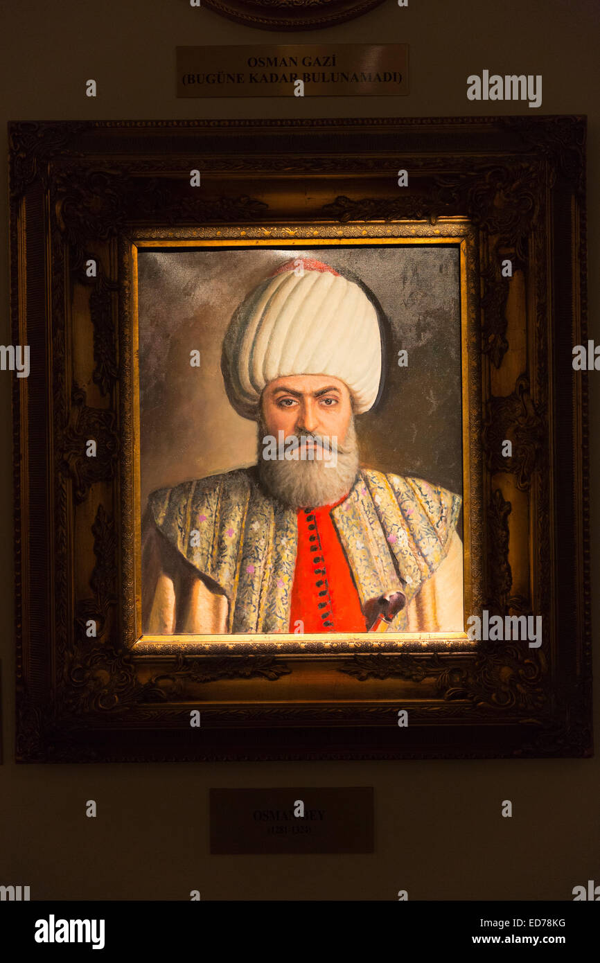 Peinture Portrait Sultan Osman Bey - Osman I ou Osman Gazi - leader de l'Empire Ottoman au Musée Militaire, Istanbul, Turquie Banque D'Images