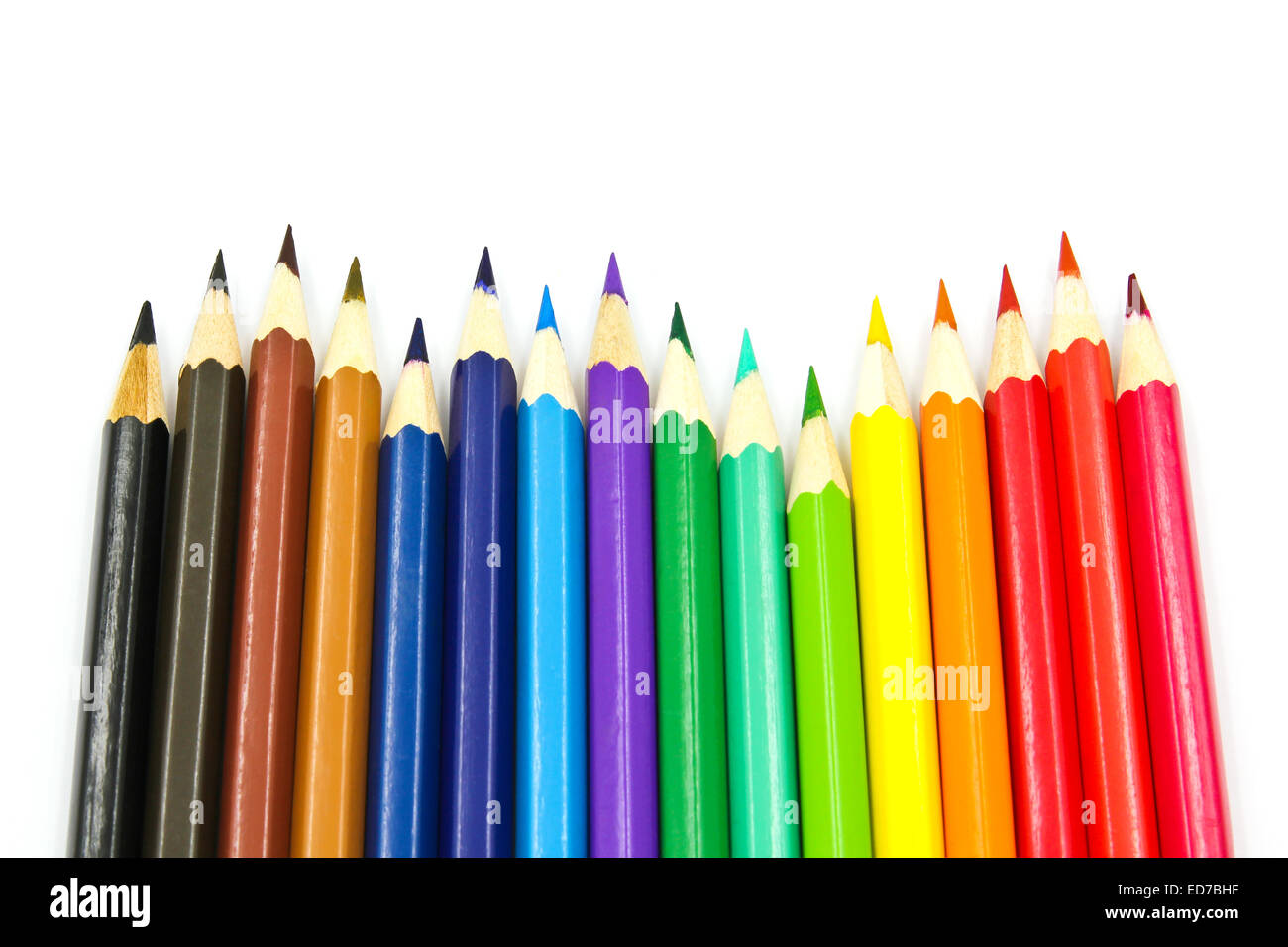 Crayons de couleur isolé sur fond blanc. Banque D'Images