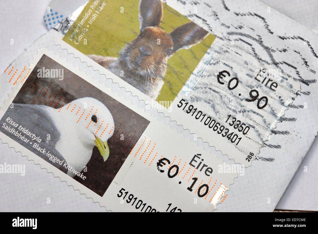 Utilisé sur une enveloppe timbres irlandais Banque D'Images