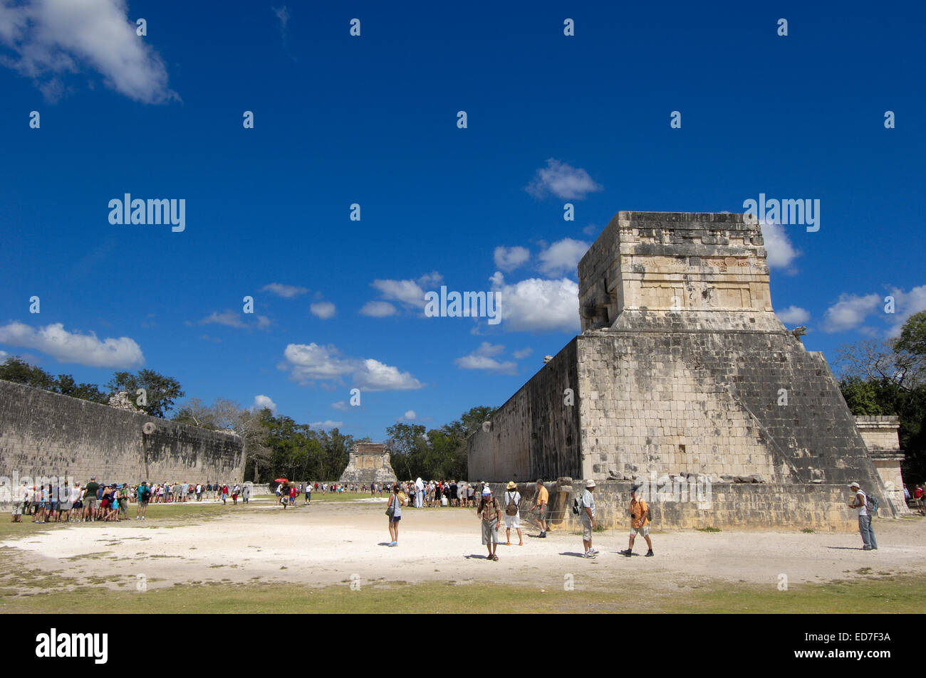 Cour de jeu, les ruines mayas de Chichen Itza, Riviera Maya, péninsule du Yucatan, Mexique Banque D'Images