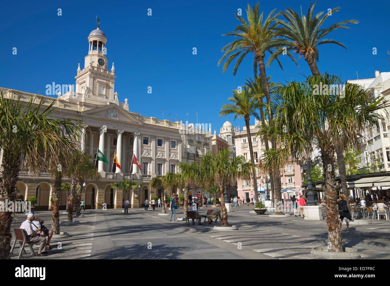 Plaza San Juan de Dios avec la Mairie, Cadix, Costa de la Luz, Andalousie, Espagne Banque D'Images