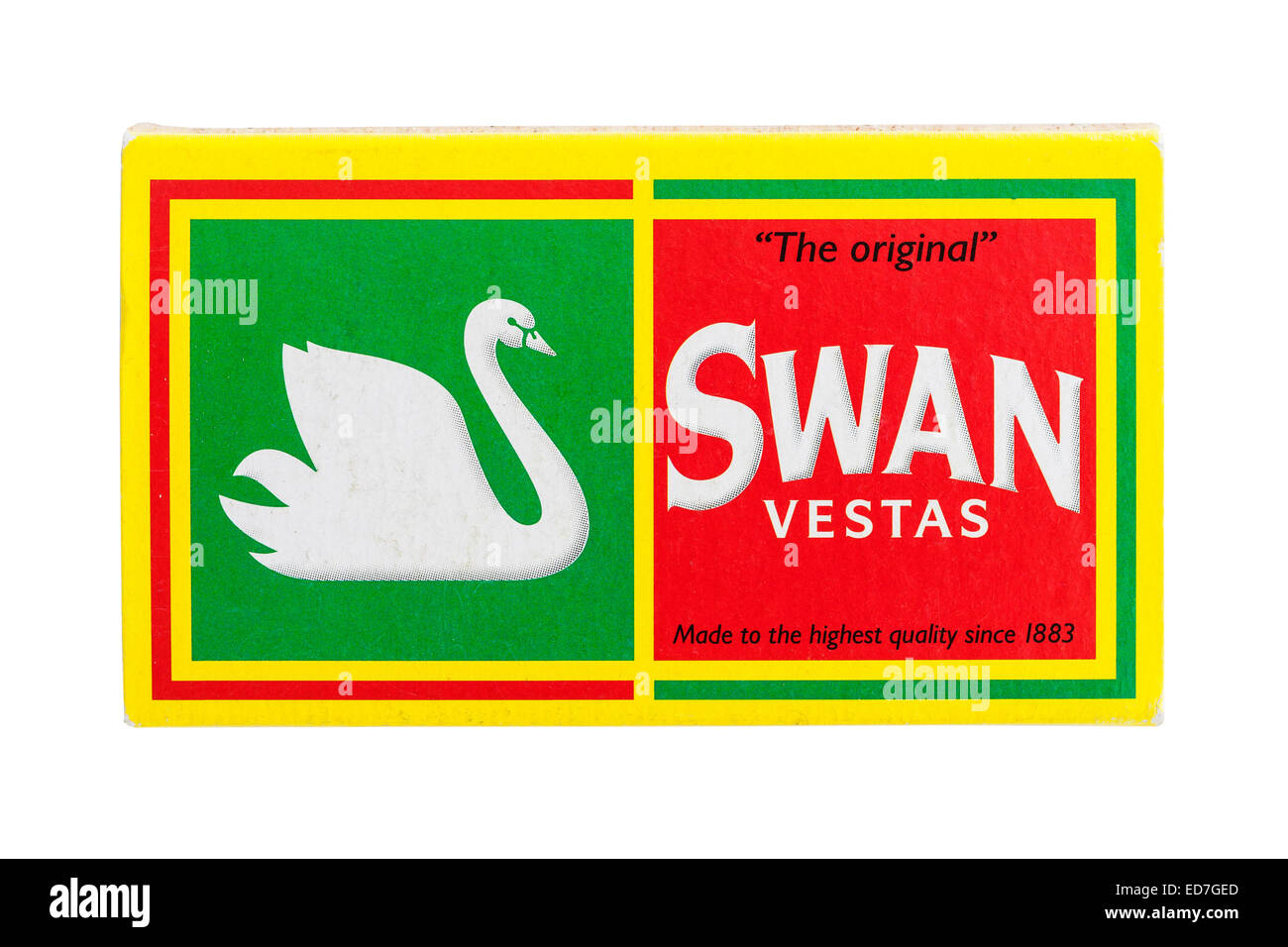 Une boîte de Swan Vesta matches sur un fond blanc Banque D'Images