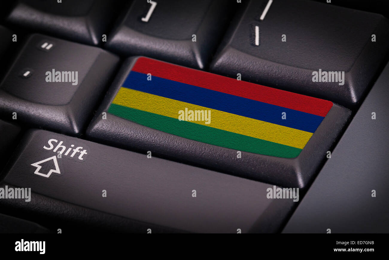 Le bouton jalon clavier, pavillon de l'Ile Maurice Banque D'Images